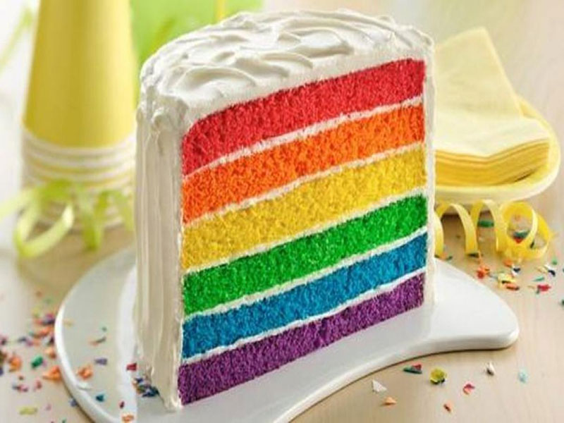 Eggless Rainbow Cake Recipe